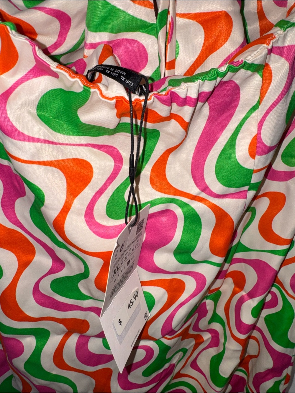 Zara Halter Mini Dress in Pink, Green, Orange, Cream Wave Print - Picture 7 of 7